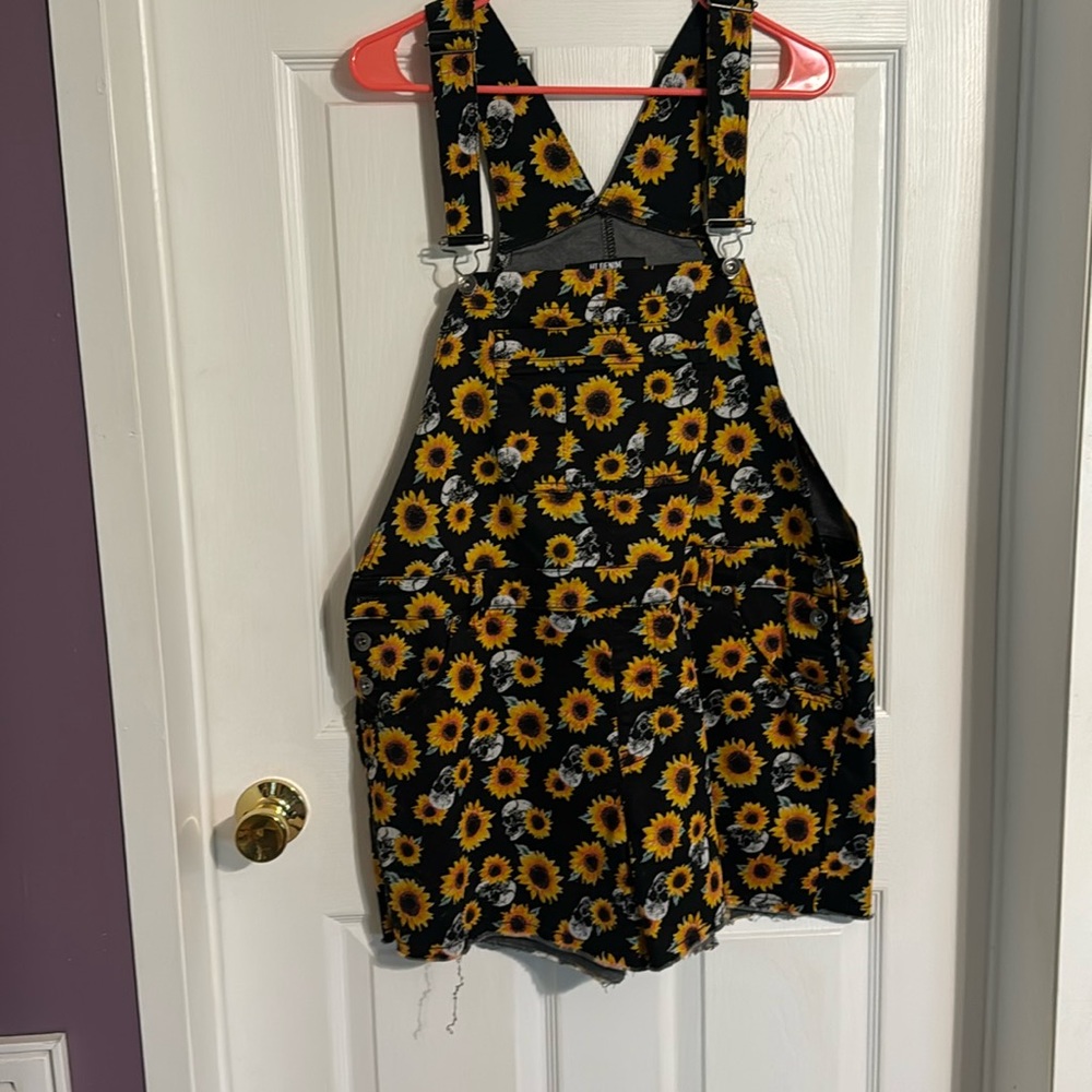 Sunflower and skulls overalls